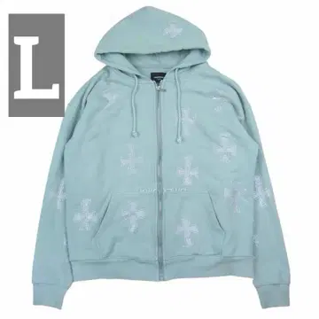 unknown london 십자가 라메 후드티 라이트 블루 528