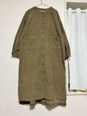 선밸리 올리브 브라운 긴팔 셔츠 원피스