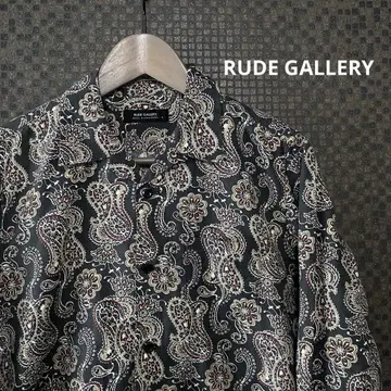 RUDE GALLERY 루드 갤러리 오픈 카라 셔츠 페이즐리 무늬