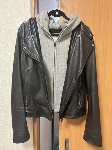 MONILE 탈부착 후드 가죽 자켓