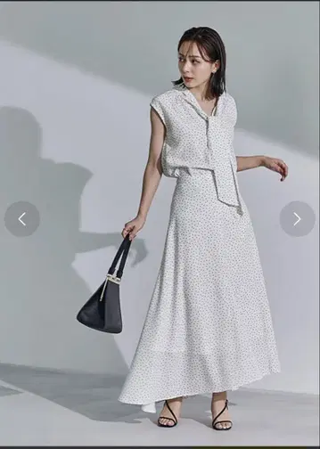 anuans 도트 무늬 보타이 블라우스 셋업