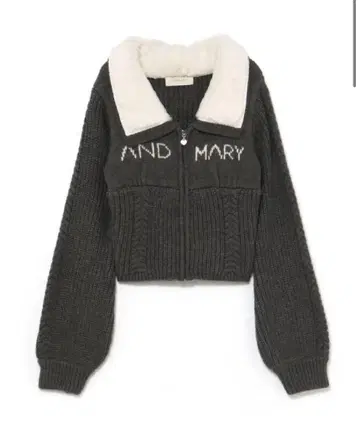 andmary 앤드마리 Mary 로고 집업 탑 그레이