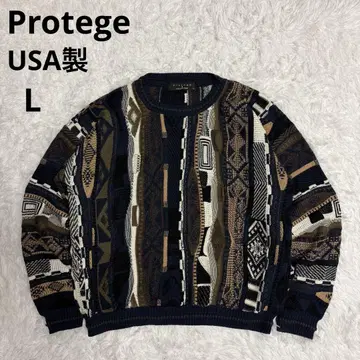 90s USA Protege 아크릴 3D 니트 스웨터 네이비 L
