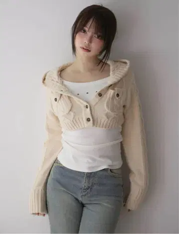 Andmary Mary logo cable knit set ivory