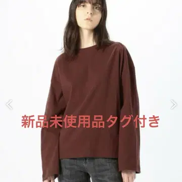 새상품 미사용품 택 포함*코튼 패널 보트넥 풀오버 브라운 갈색