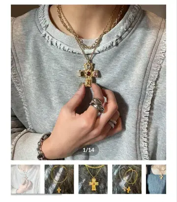 chipi 크로스 목걸이 골드 스테인리스 소재