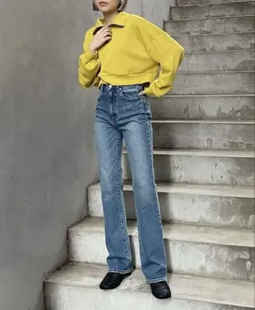 MURUA 하이웨스트 빈티지 플레어 데님