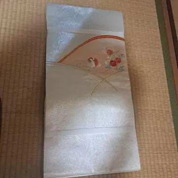 나고야 오비 꽃무늬 자수 화이트