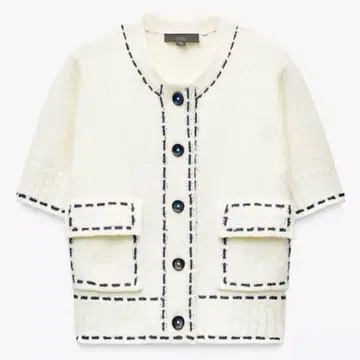 ZARA 스티치 니트 숏 슬리브 자켓 M 사이즈