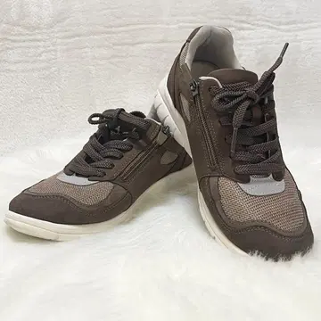 하르메크 스니커즈 24.5cm 브라운 사이드 지퍼 컴포트 경량