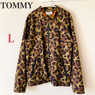 TOMMY 타미 레오파드 무늬 나일론 자켓 더블 지퍼 L 사이즈