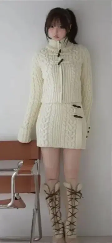 andmary Kelly toggle knit set up ivory
