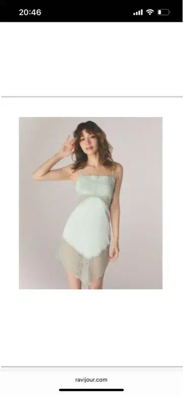 RAVIJOUR 민트색 레이스 드레스 ONE SIZE