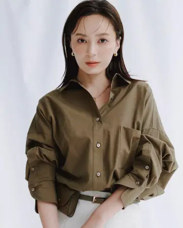anuans [ 25AW ] 스탠다드 셔츠 카키 아뉴앙스