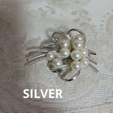 펄 9알 SILVER 브로치