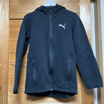 Puma 풀 집업 후드 부착 후드티 블랙