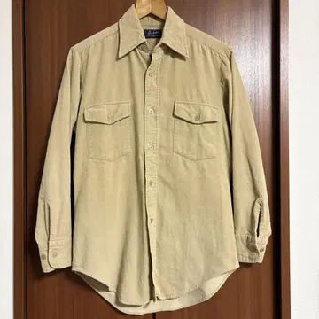 빈티지 70s 코듀로이 긴팔 셔츠 베이지 M