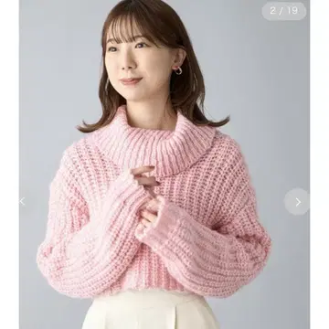 새상품급 셀포드 로우게이지 니트 풀오버 핑크 긴팔 스웨터