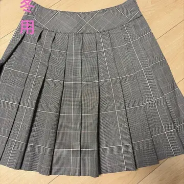 그레이 체크 무늬 플리츠 미니 스커트