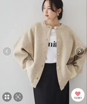 새상품 RANAN 골드 버튼 배색 니트 가디건