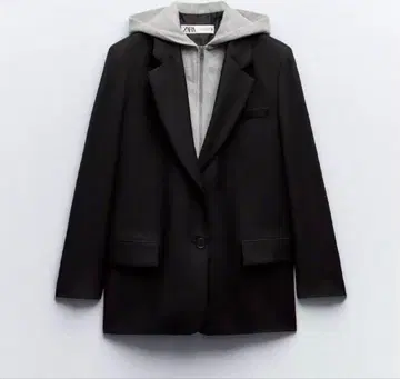 ZARA 자라 콤비 블레이저 후드 블랙 S 완판템