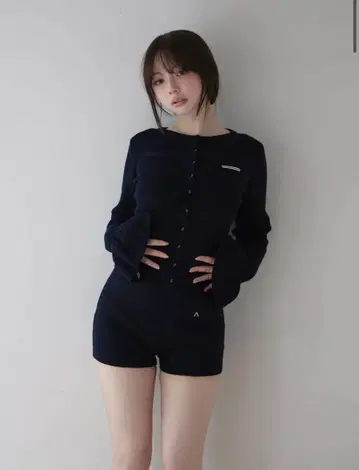 andmary 팬지 니트 세트 업 네이비