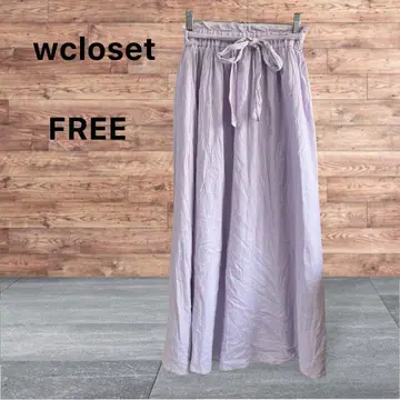 wcloset 롱 스커트 (FREE) 플레어 스커트 안감 있음 리본 벨트