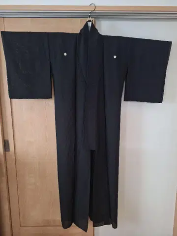 여름 명주 상복 기모노 흑문장 기모노 삼중문 법사 장례식 예복 기모노