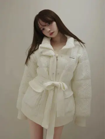 Mary quilting knit shape jacket ivory