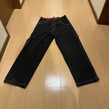 xfo.function 블랙 와이드 레그 데님 L