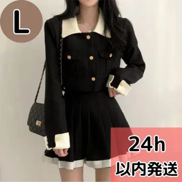 한국 트위드 자켓 스커트 미니 셋업 L