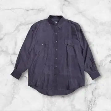 PURE SILK 실크 셔츠 M 사이즈 광택 퍼플 긴팔 빈티지