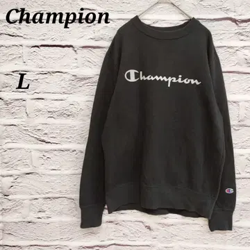 챔피온 [ L ] 긴팔 맨투맨 코튼 혼방 로고 프린트 블랙