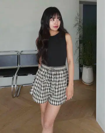searoomlynn 멀티 체크 숏팬츠 (블랙/화이트)