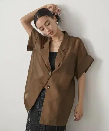 시어 테일러드 오버 자켓 AIC 브라운