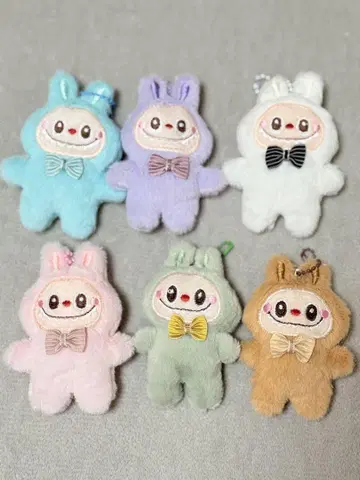 Labubu 러브브 봉제 인형 키링 볼체인 포함 6개 세트