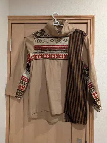 차이하네 남성용 에스닉 패턴 비대칭 상의