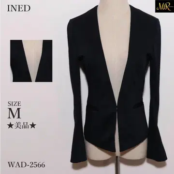 새상품급 INED 노카라 자켓 긴팔 무지 프론트 후크 부착 심플