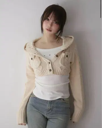 andmary Mary logo cable knit set ivory