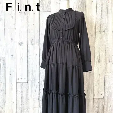 새상품급 Fint F&A 롱 원피스 티어드 A라인 F 긴팔 블랙