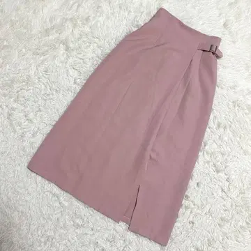 clear 타이트 스커트 랩 스타일 벨트 롱 기장 슬릿 핑크 ( S )