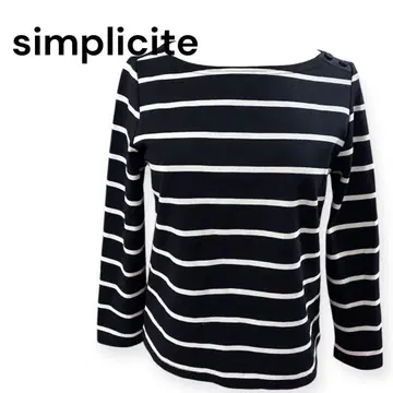 simplicite 심플리시테 스트라이프 긴팔 티셔츠 화이트 블랙