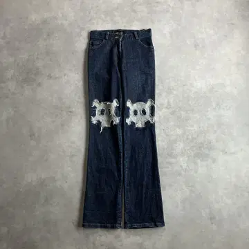 00s y2k 아카이브 스컬 데님 진 팬츠