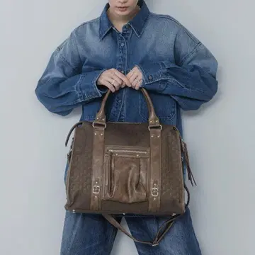 미사용 JEANASIS 앤티크 인조 가죽 토트
