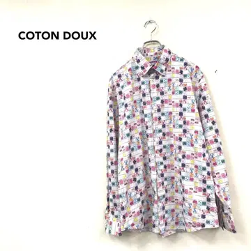 COTON DOUX 코토두 긴팔 셔츠 알약 약 올 패턴 size41 면