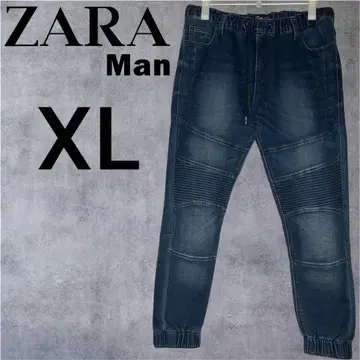 ZARA 자라맨 바이커 맨투맨 데님 조거 팬츠 XL 데미지