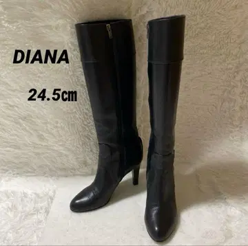 DIANA 다이애나 롱 부츠 힐 가죽 라운드토