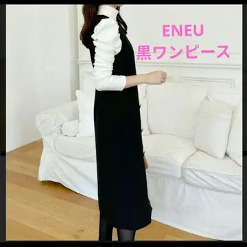 ENEU 에누 블랙 슬리브리스 롱 원피스