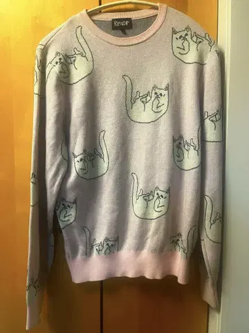 RIPNDIP 고양이 프린트 긴팔 니트