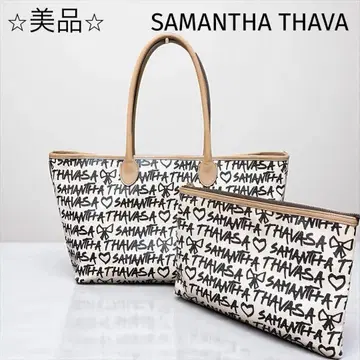 새상품급 SAMANTHA THAVASA 토트백 로고 프린트 파우치 세트